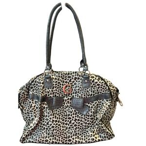 Guess Leopard Print Satchel with Black Accents